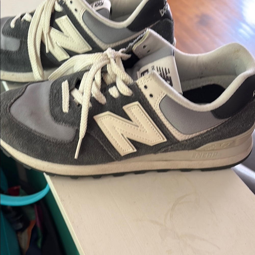 New Balance Charcoal and Cream Sneakers